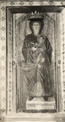 Anonimo — Anonimo abruzzese - sec. XIII - Madonna con Bambino in trono e donatore — insieme